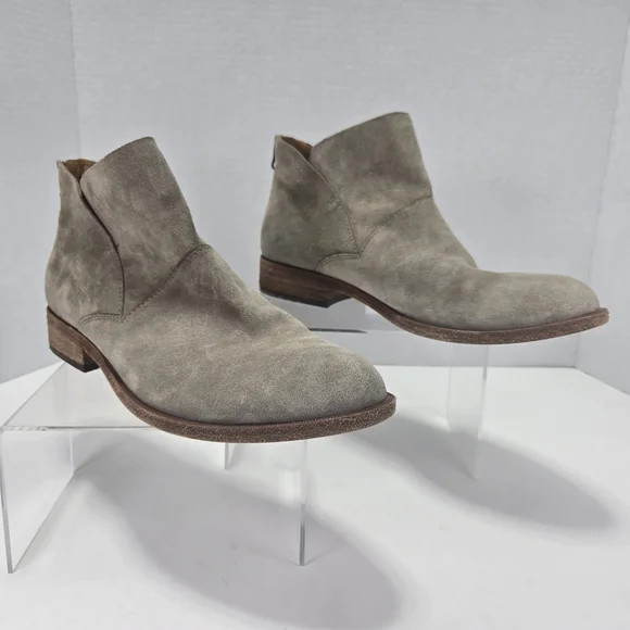 Kork-Ease Ryder Taupe Suede Leather Ankle Bootie Boots w/zippered Heels Size 10M - Picture 2 of 11